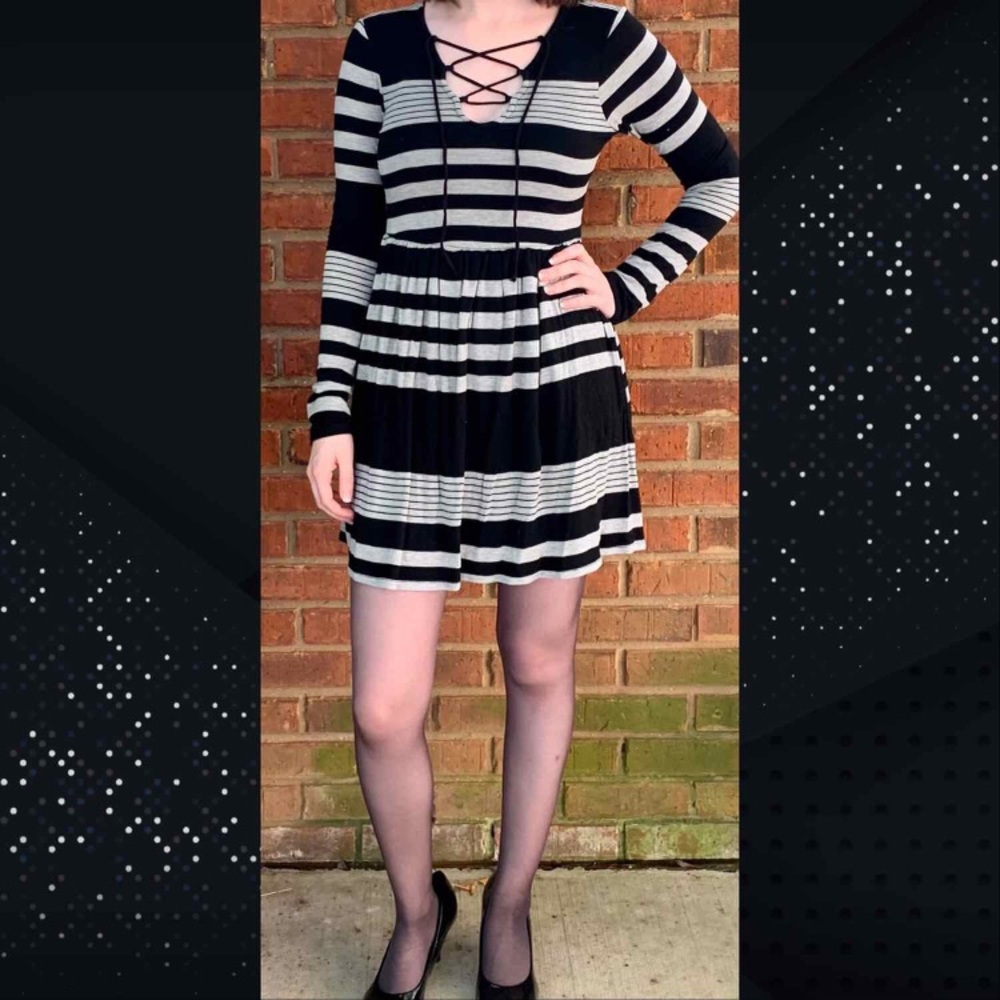 Black and Gray Striped Dress